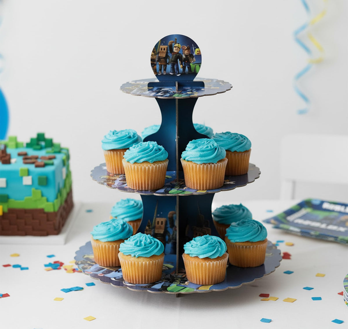 IndoTribe 3-tier cupcake stand assembled for stylish birthday dessert display