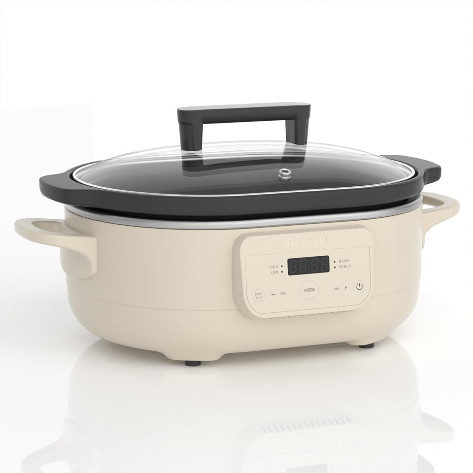 INDY VAC Magnifique 6QT slow cooker control panel for flexible timing.