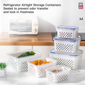 INEDRIMS airtight lids prevent odor transfer and leaks in the fridge.