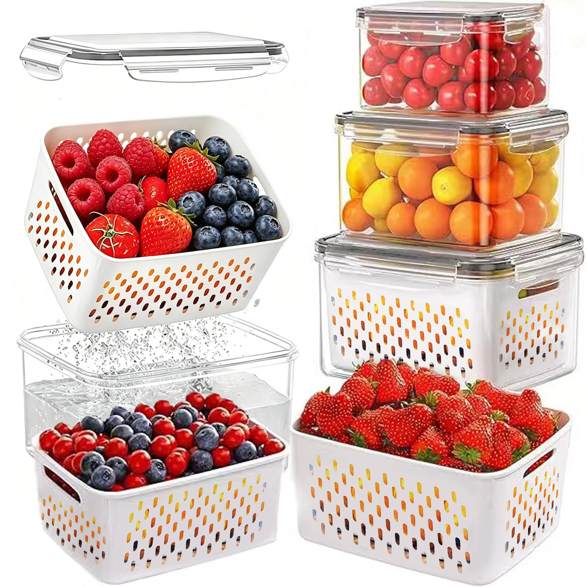 INEDRIMS 850ml fruit container for fridge keeps berries fresh longer.