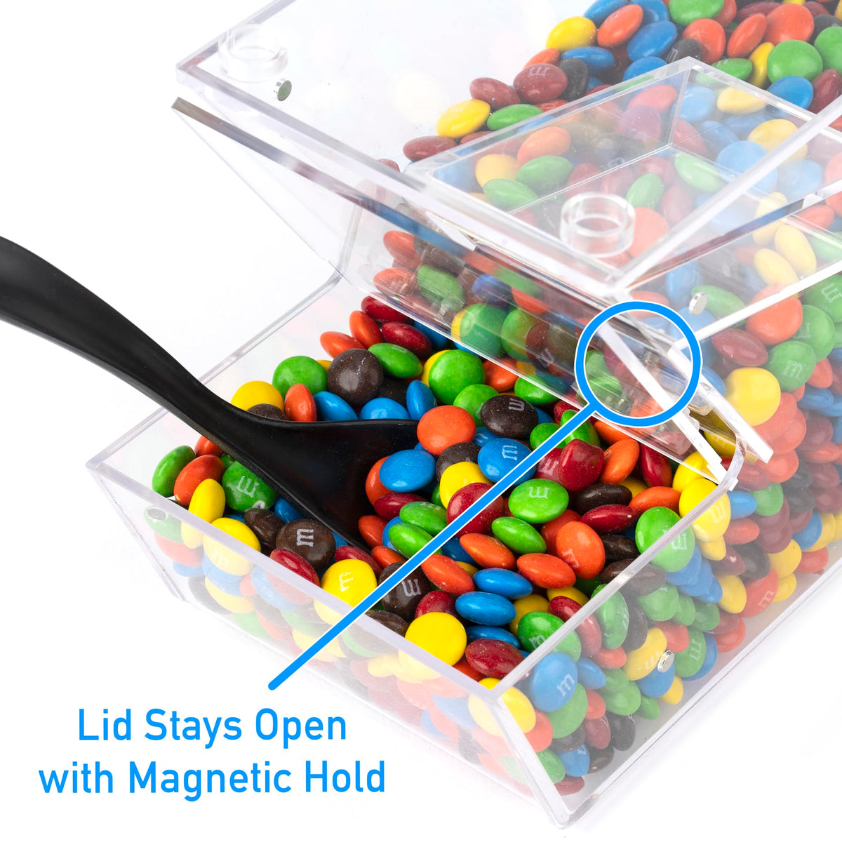 IneVibe acrylic bulk container with scoop enables self-serve snack stations.