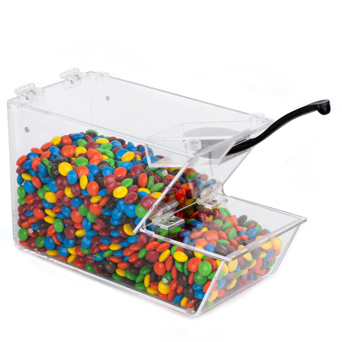 IneVibe candy bin topping dispenser in crystal-clear acrylic for quick topping access.
