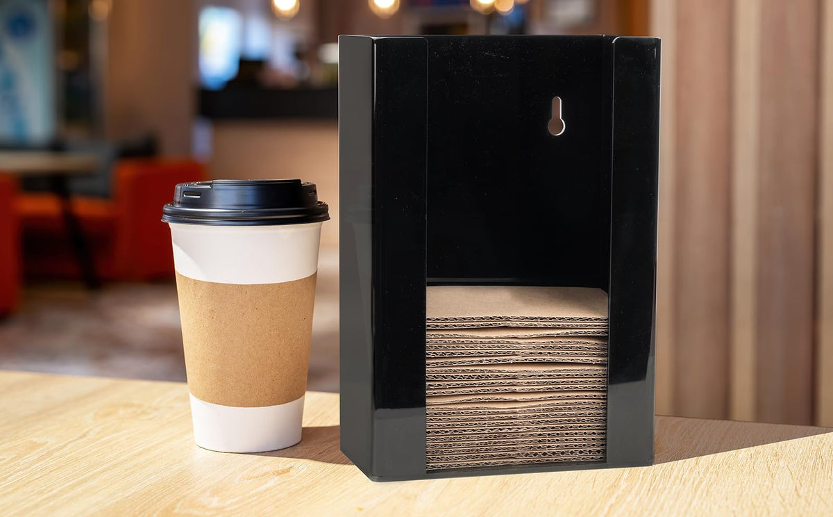 Inevibe coffee sleeve holder 75-clutch capacity supports bulk storage in busy spaces.