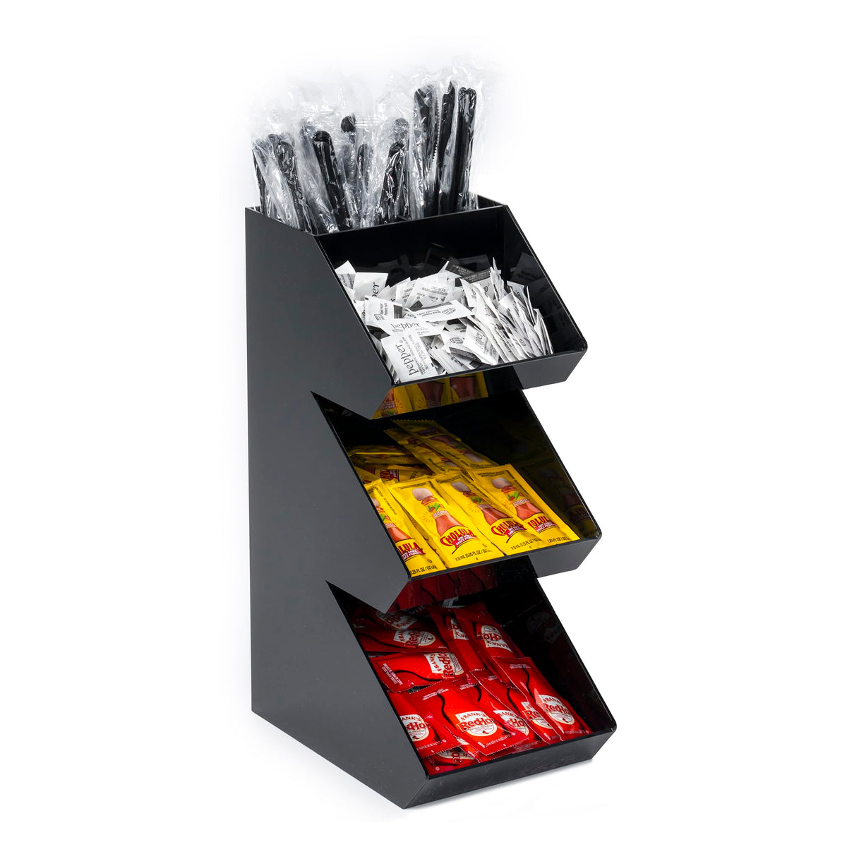 Inevibe Condiment Holder Stand front view with deep compartments for sauces.