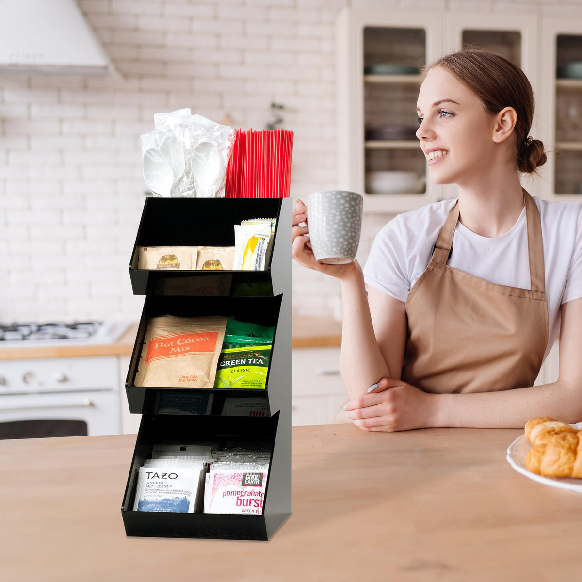 Inevibe Condiment Holder Stand side view with multi-tier organization.