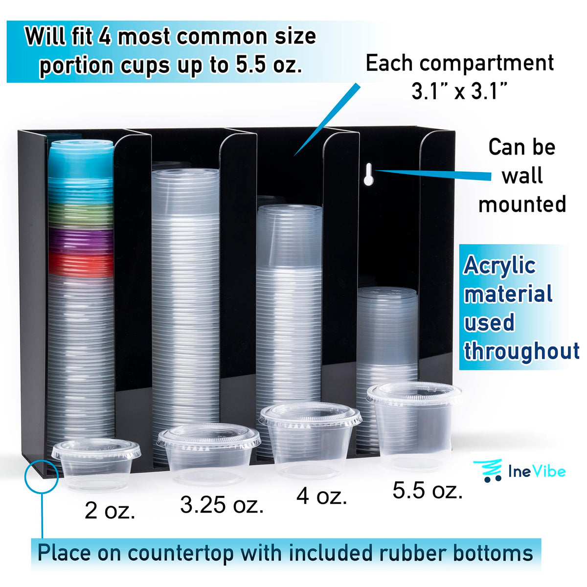 Inevibe cups and lids organizer by size keeps utensils tidy on any counter.