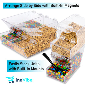 IneVibe magnetic bin holders keep units aligned for easy side-by-side displays.