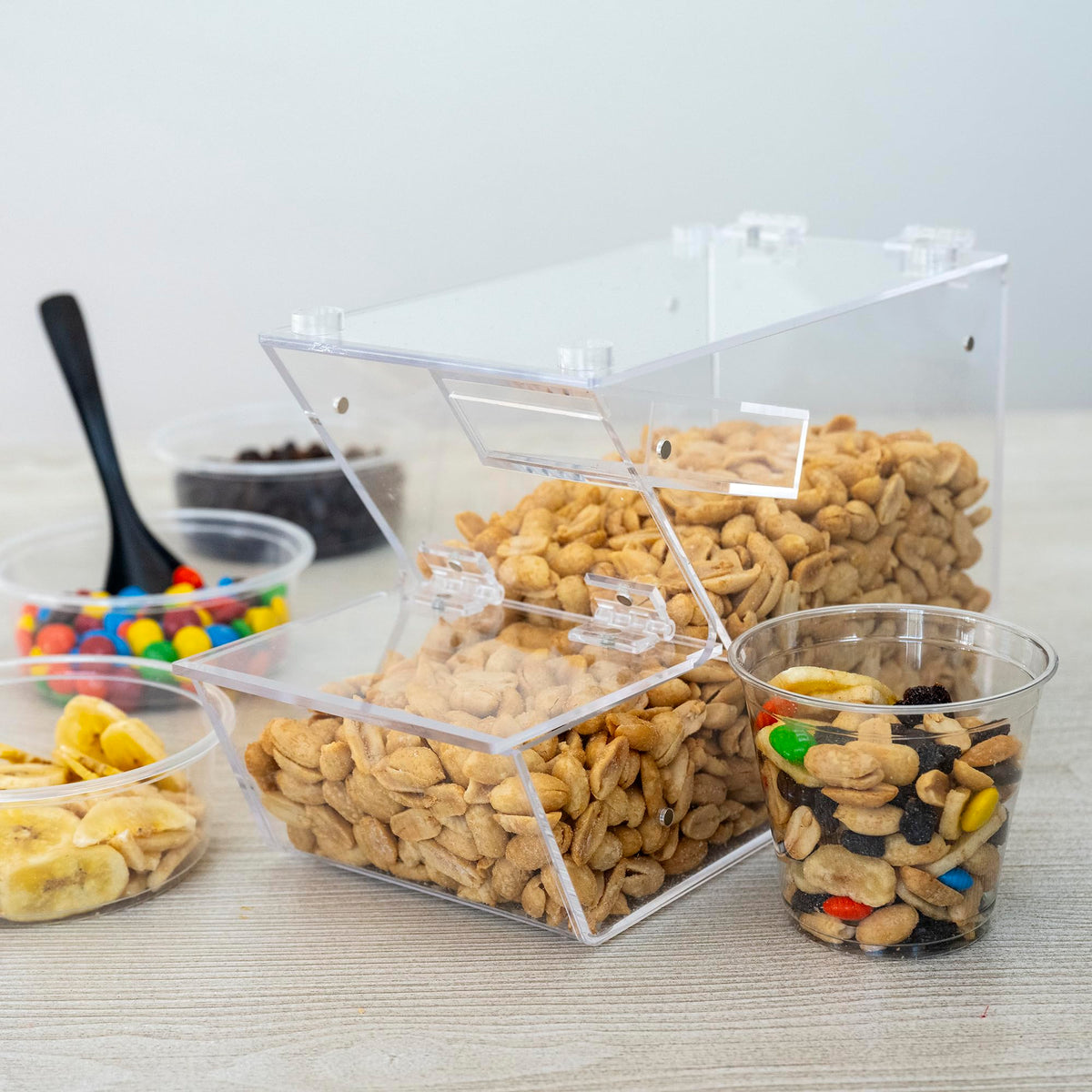 IneVibe stackable bin display creates neat candy options on shelves.