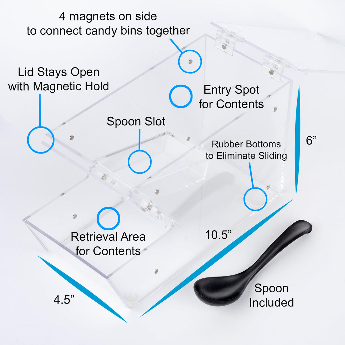 IneVibe transparent candy storage lets staff monitor refills at a glance.
