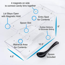 IneVibe transparent candy storage lets staff monitor refills at a glance.