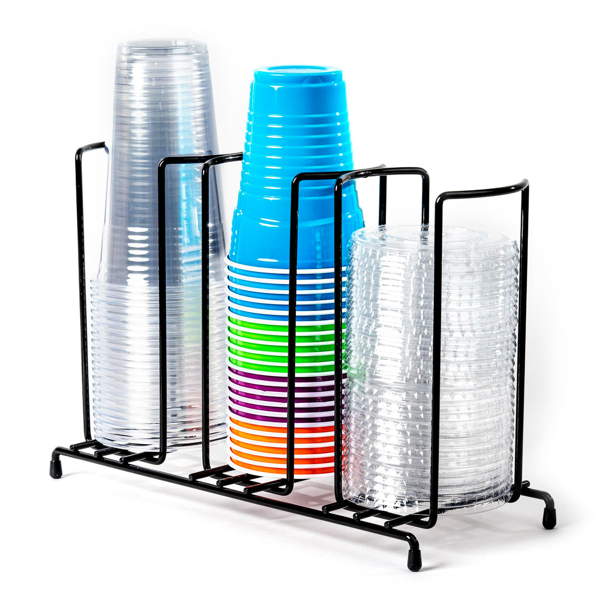 Inevibe wire frame cup lid organizer with 3 compartments for tidy counters