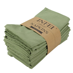 INFEI olive green dinner napkins folded on a table for elegant dining
