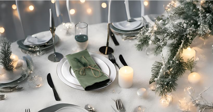 INFEI olive green napkins washable fabric for everyday use