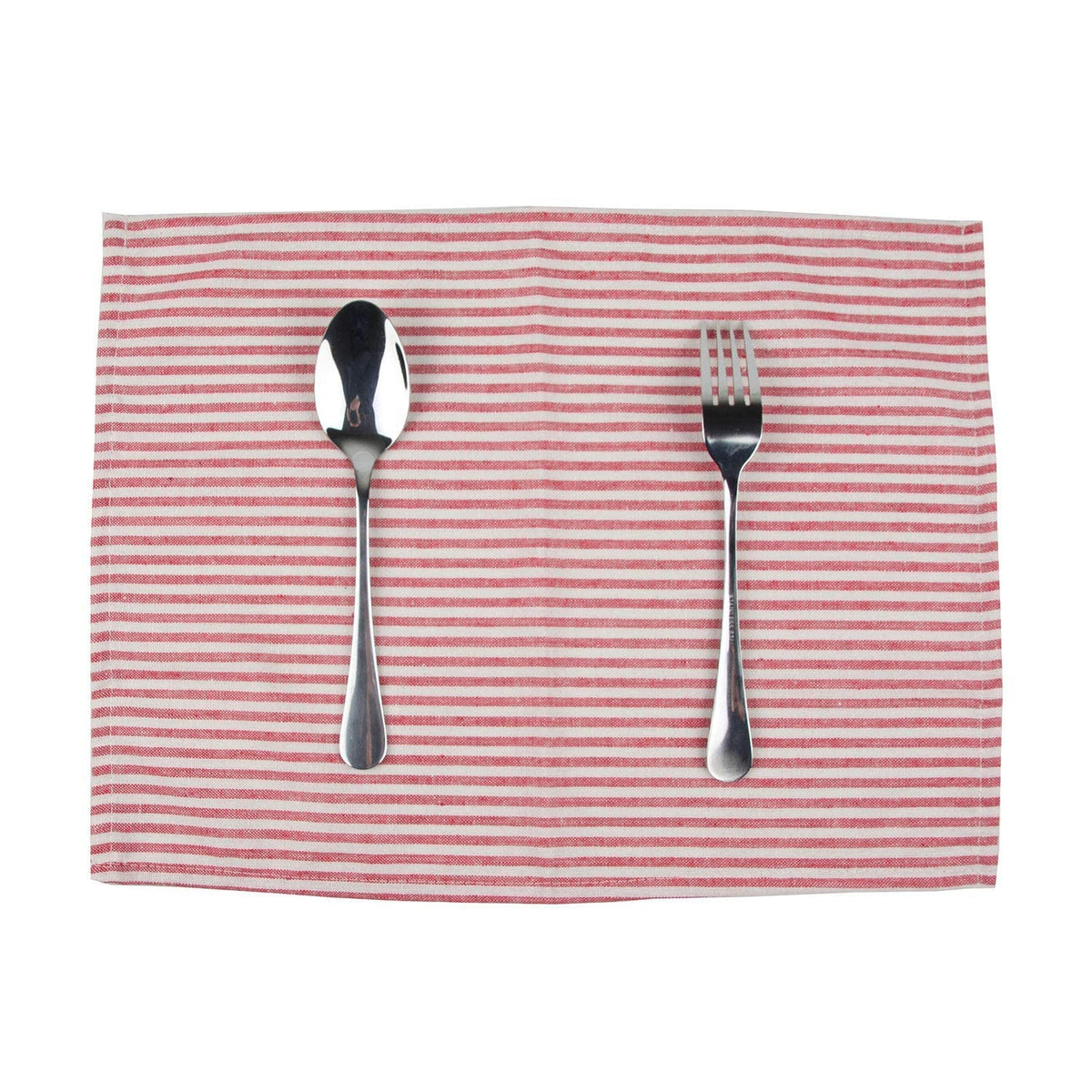 INFEI fabric blend napkins red closeup highlighting cotton-linen-polyester mix