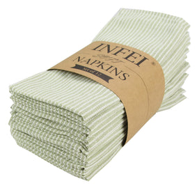 INFEI narrow striped napkins in green on table for elegant events