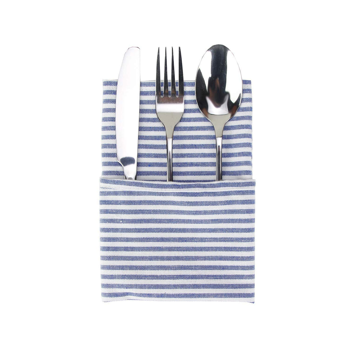 INFEI 12-piece blue striped napkins pair in packaging for easy restocking