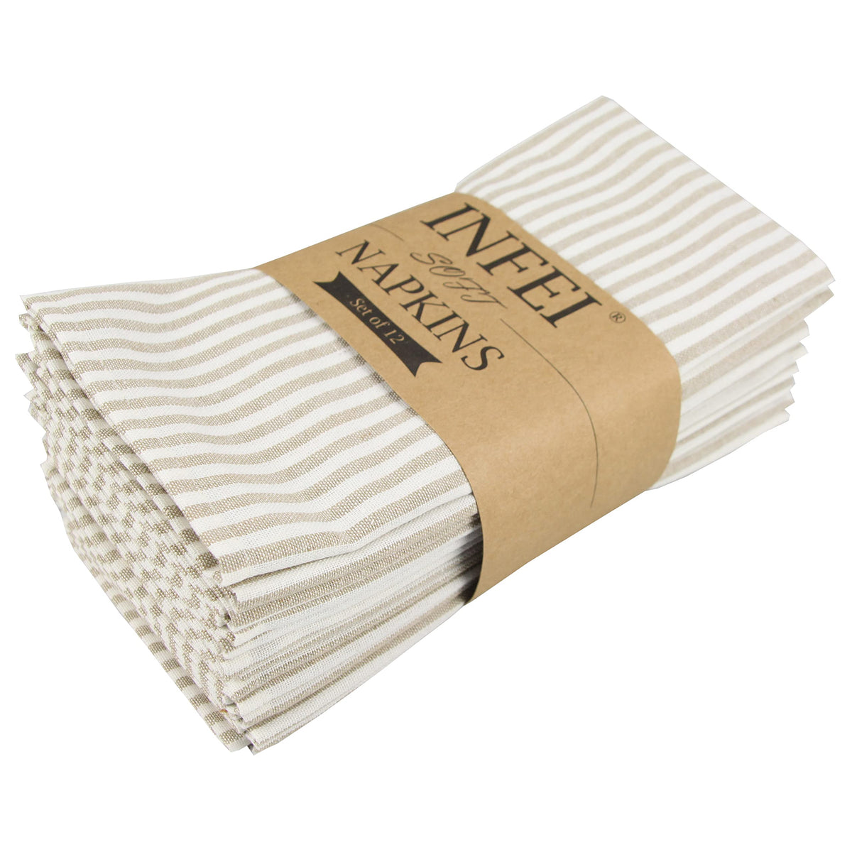 INFEI plain striped cotton linen dinner napkins for everyday dining with refined touch.