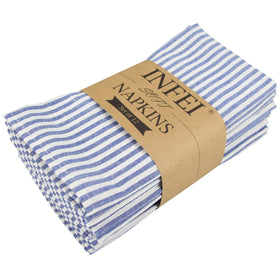 INFEI blue striped dinner napkins in a 12-piece set for formal events