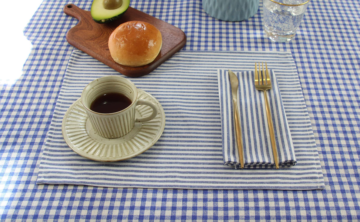 INFEI blue striped napkins are washable and reusable for home meals