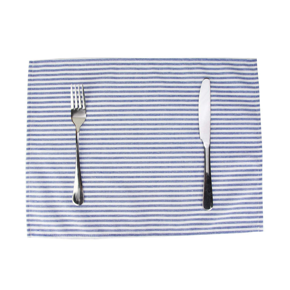 INFEI wedding dining setup featuring blue striped napkins