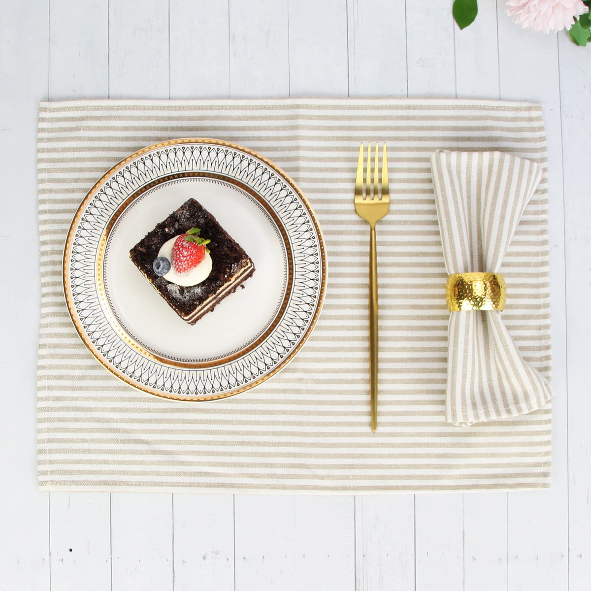 INFEI beige wedding table napkins enhancing formal event settings.
