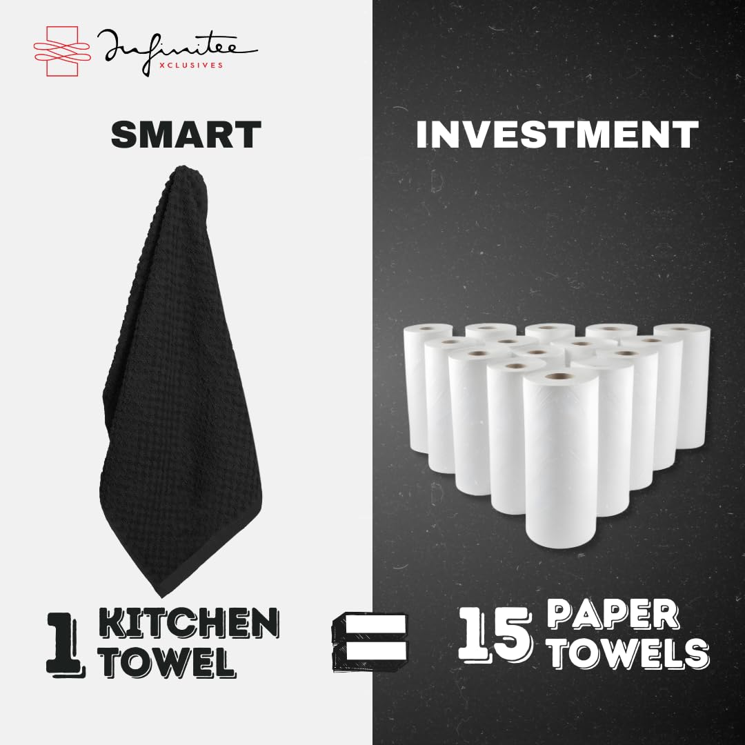Infinitee Xclusives highly absorbent towels speed up drying in busy kitchens.