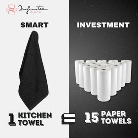 Infinitee Xclusives highly absorbent towels speed up drying in busy kitchens.