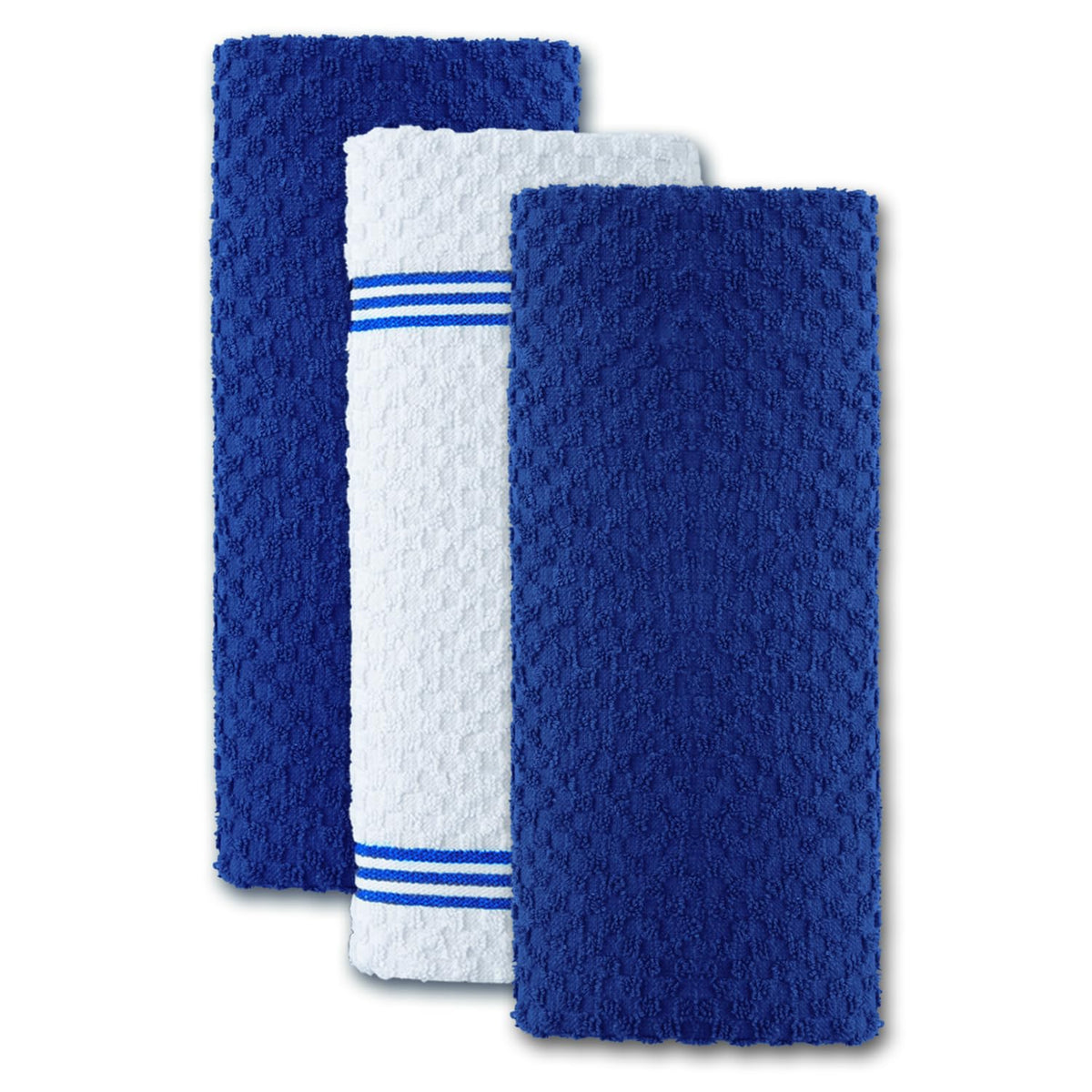 Infinitee Xclusives dobby weave towels offer plush everyday kitchen use.
