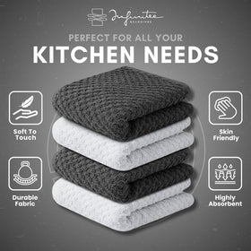 Infinitee Xclusives easy-care dishcloths are machine washable and low-heat dry for convenience.