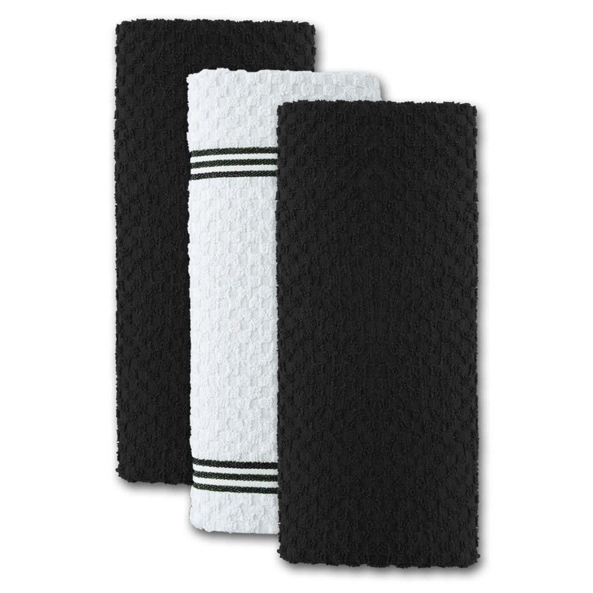 Infinitee Xclusives easy-care towels dry dishes and hands efficiently.
