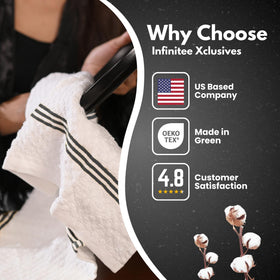 Infinitee Xclusives eco-friendly cotton towels reduce disposable paper use.