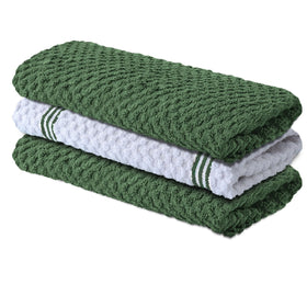 Infinitee Xclusives green dish towels front view for quick kitchen drying.