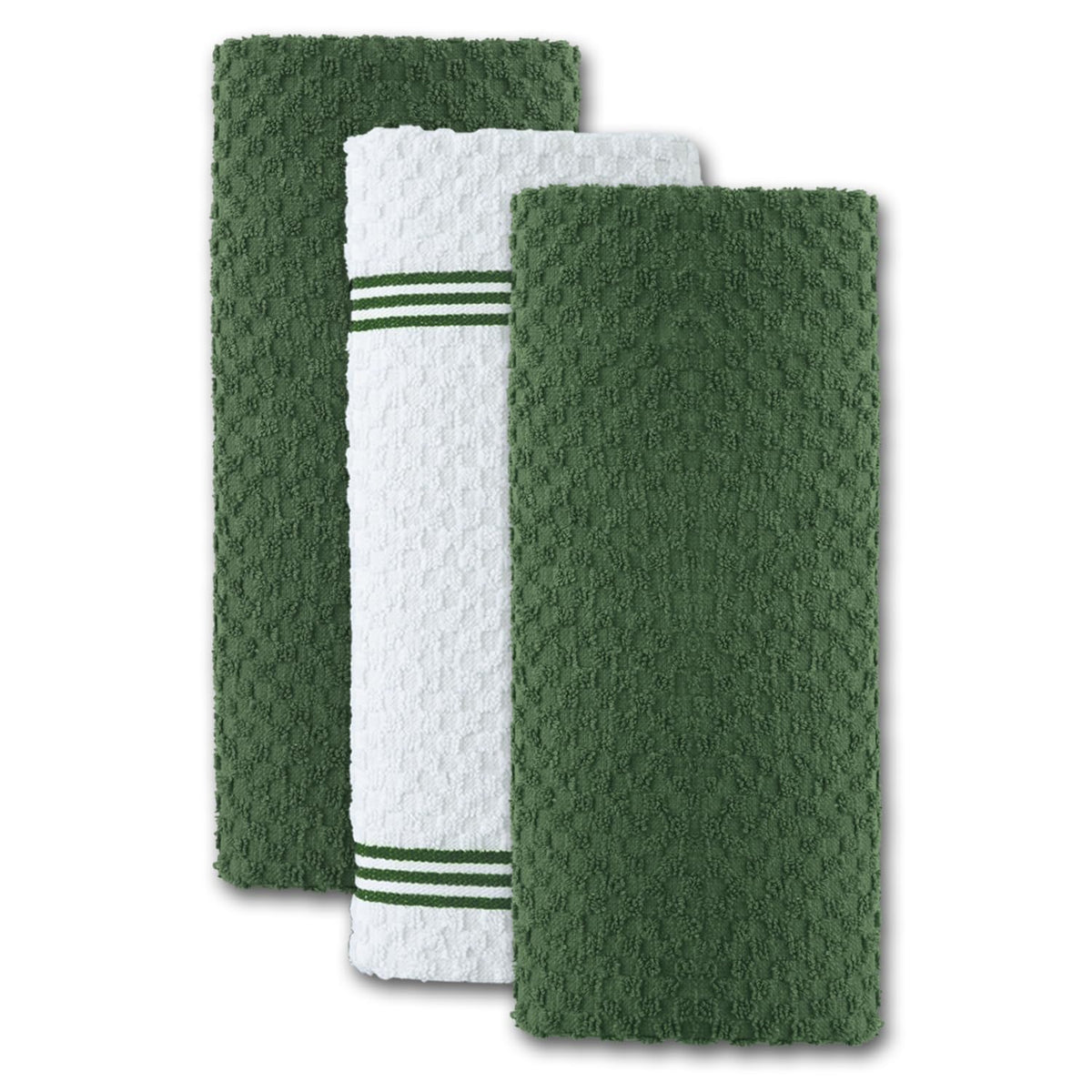 Infinitee Xclusives line of green towels for daily kitchen chores.