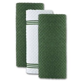 Infinitee Xclusives line of green towels for daily kitchen chores.