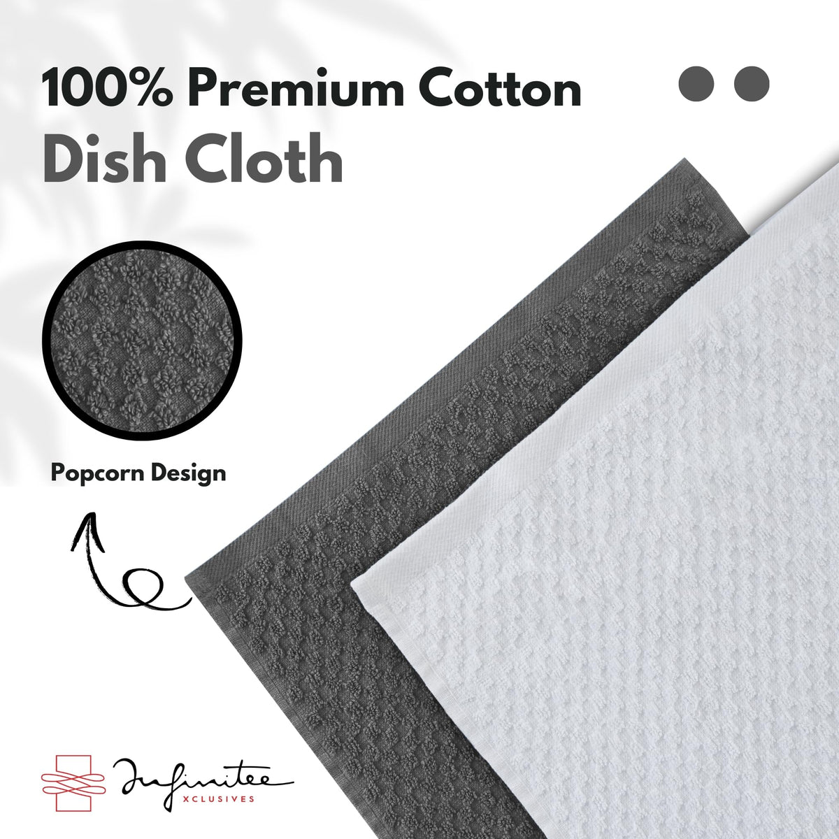 Infinitee Xclusives kitchen cleaning terry dishcloths help reduce paper towel use daily.