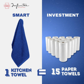 Infinitee Xclusives machine-washable towels simplify kitchen cleanup.