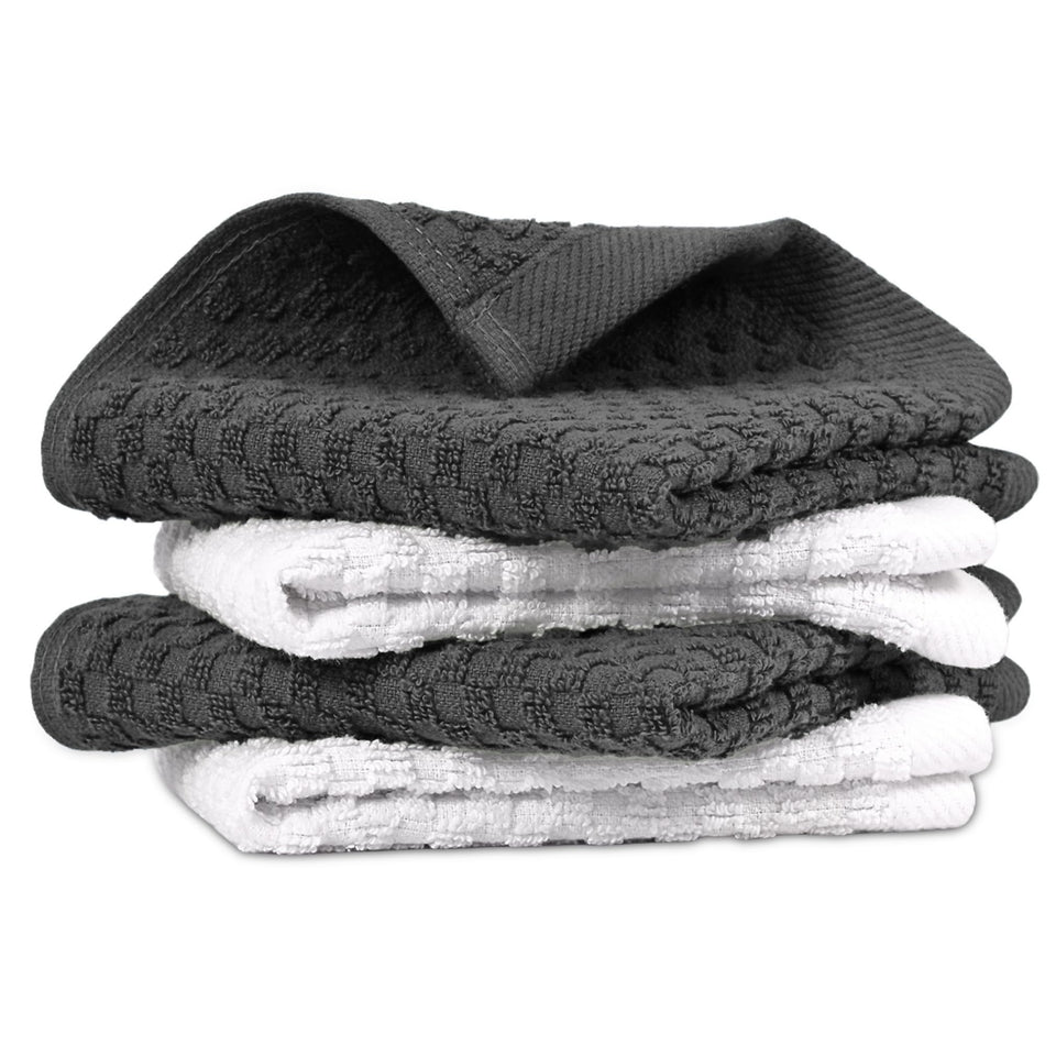 Infinitee Xclusives premium dish cloth in grey 12x12, a soft, absorbent kitchen essential.