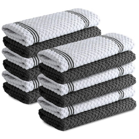 Infinitee Xclusives grey towels folded and ready for quick drying tasks