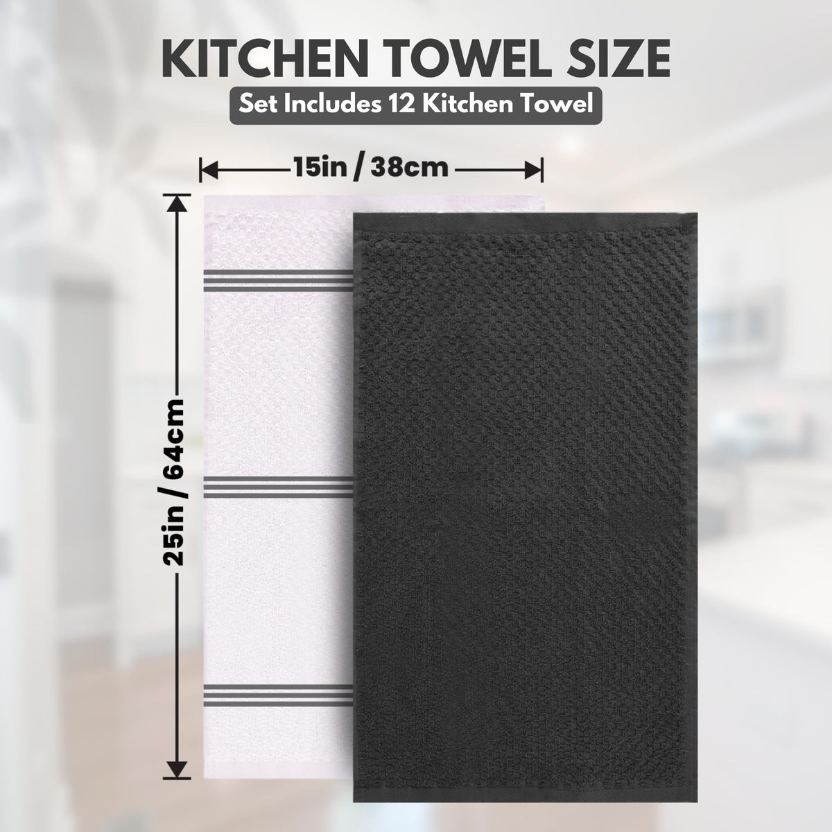 Towels stacked and ready for dish drying in a busy kitchen