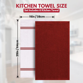 Six-pack Infinitee Xclusives kitchen towels laid flat for easy storage