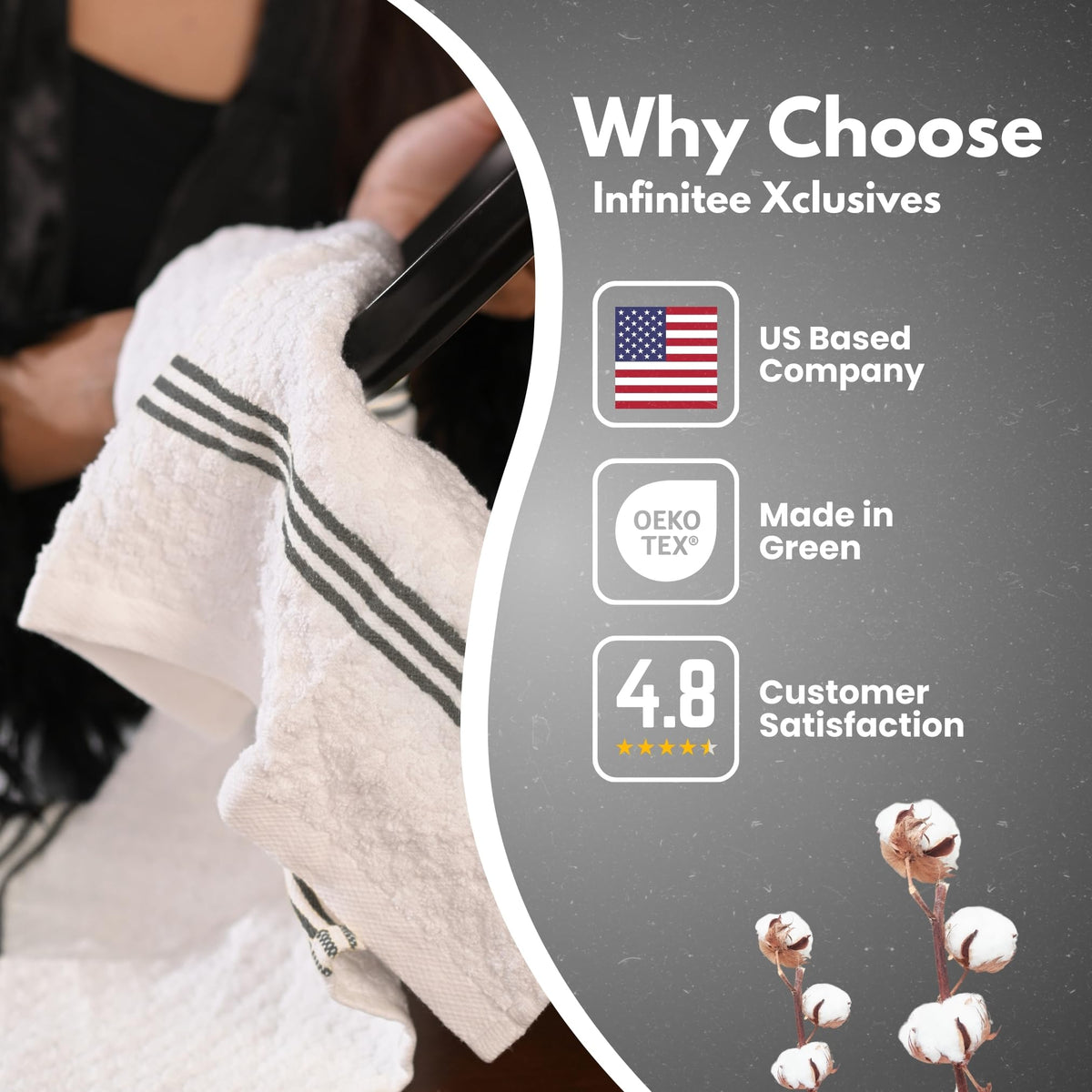 Infinitee Xclusives ultra-soft dishcloth with dobby weave delivers softness and high absorbency.