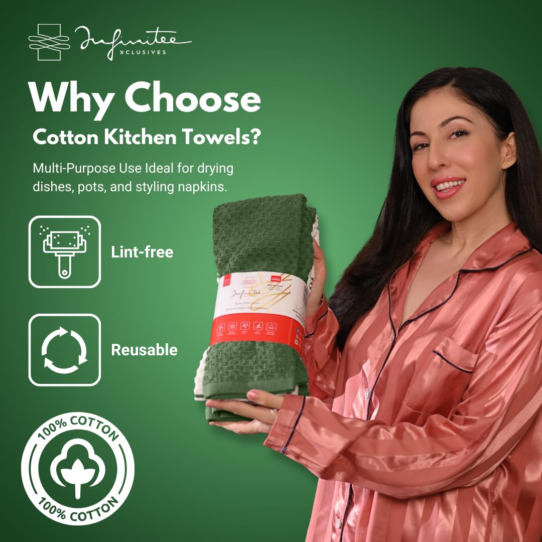 Infinitee Xclusives ultra-soft towel enhances absorbency for dish drying.