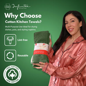 Infinitee Xclusives ultra-soft towel enhances absorbency for dish drying.