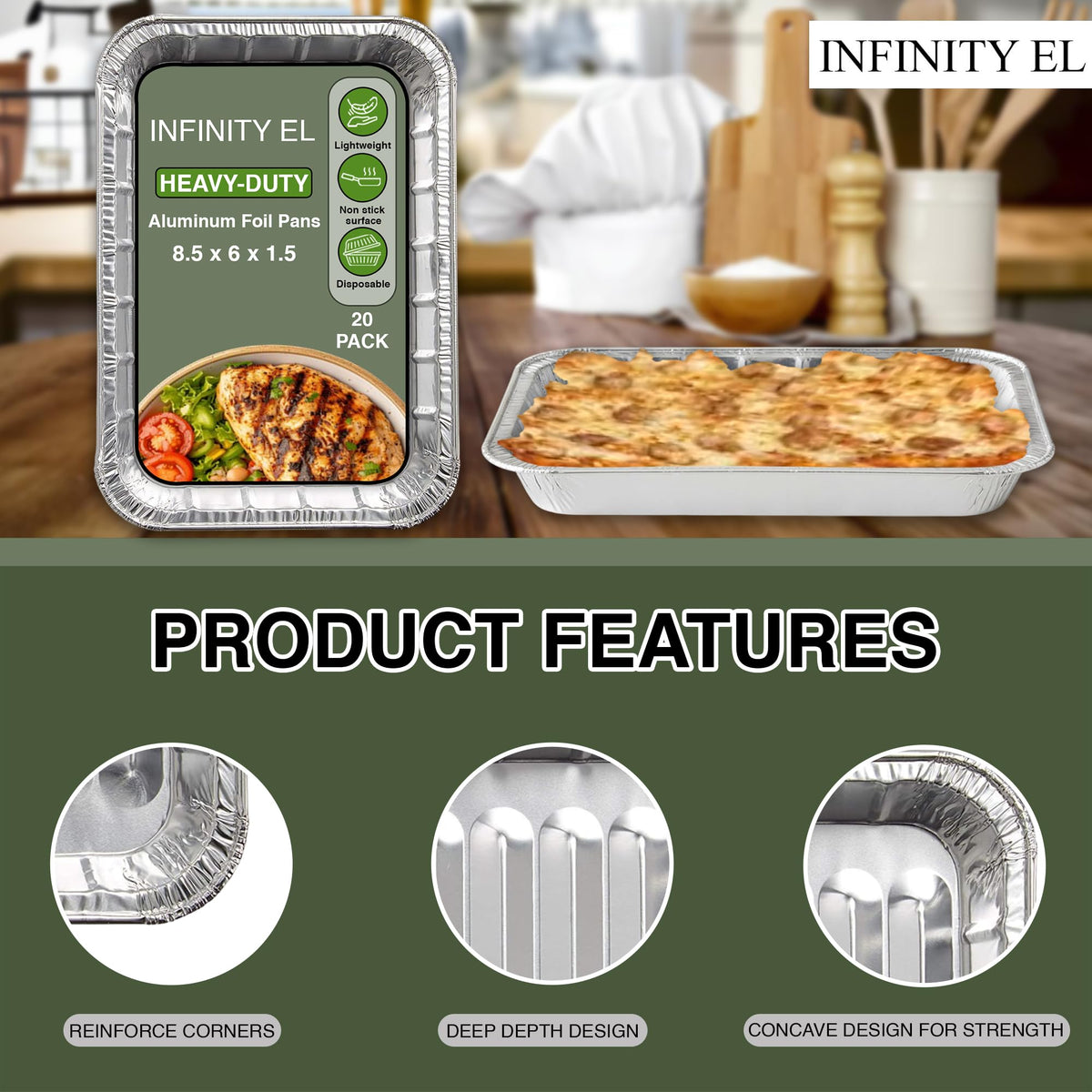 Infinity EL disposable pan promotes quick cleanup after events.