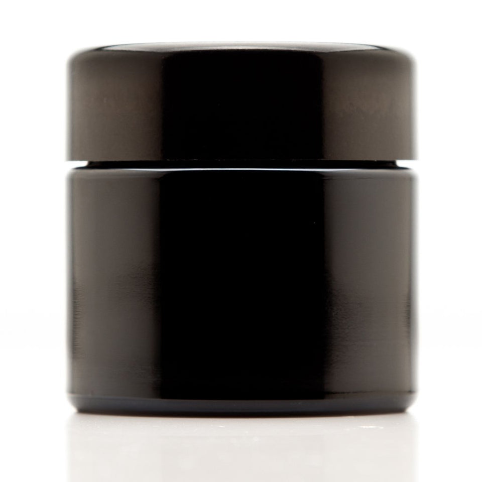 Infinity Jars Classic Black 100 ml jar with UV protection preserves aroma.