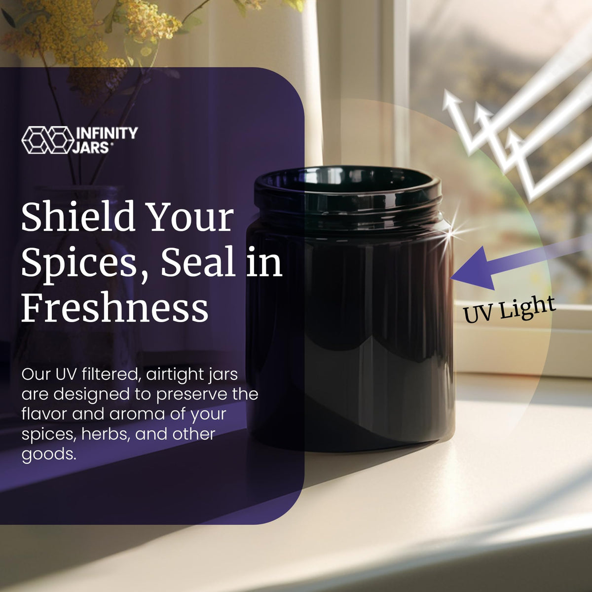 Infinity Jars multi-use storage 250ml jar suitable for dry goods and small items.