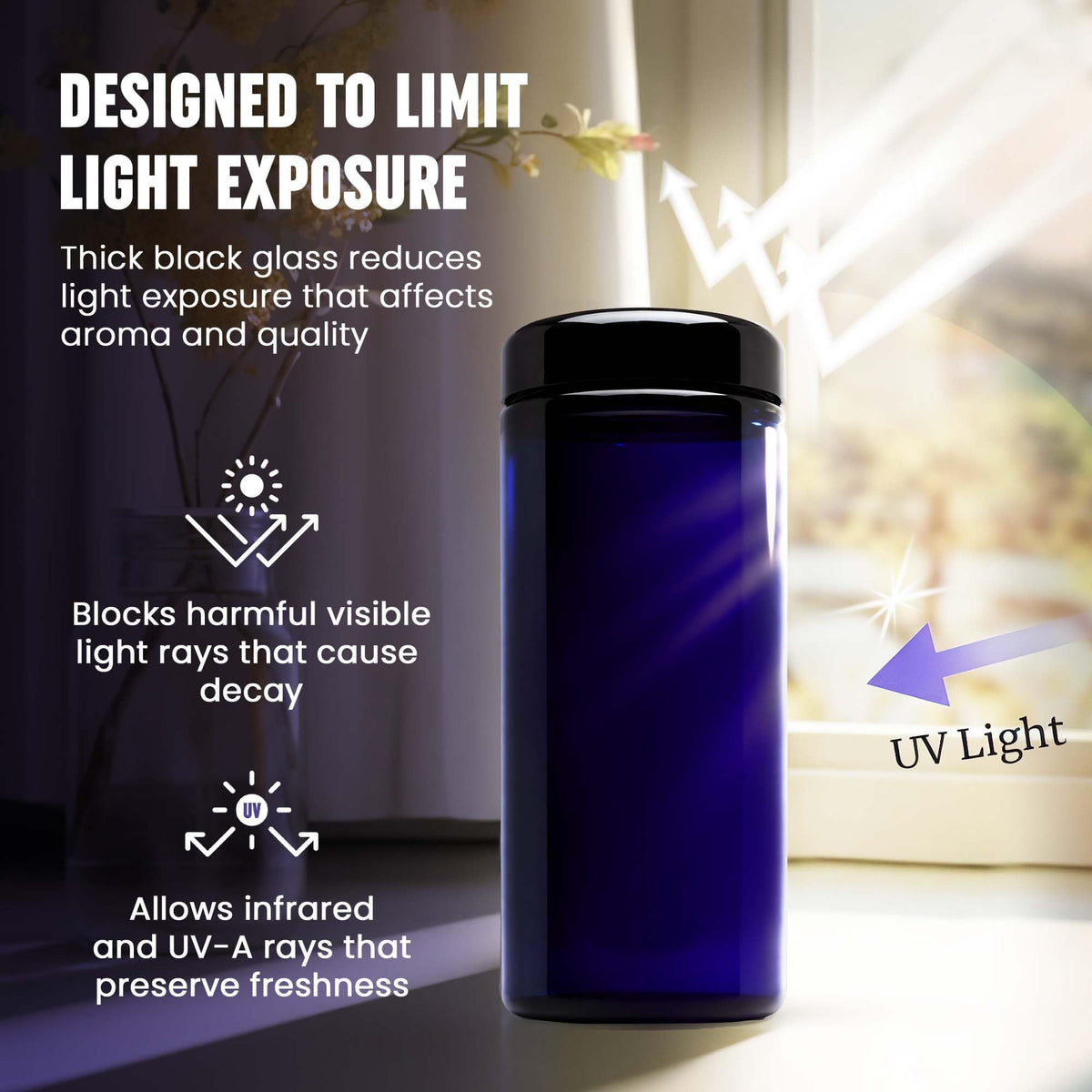 Infinity Jars thick European glass canister for durable kitchen use.