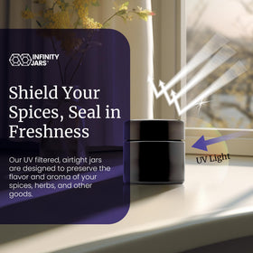 Infinity Jars travel-friendly 100 ml jar fits in bags for on-the-go use.