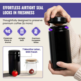 Infinity Jars UV glass storage protects flavor for coffee and tea.