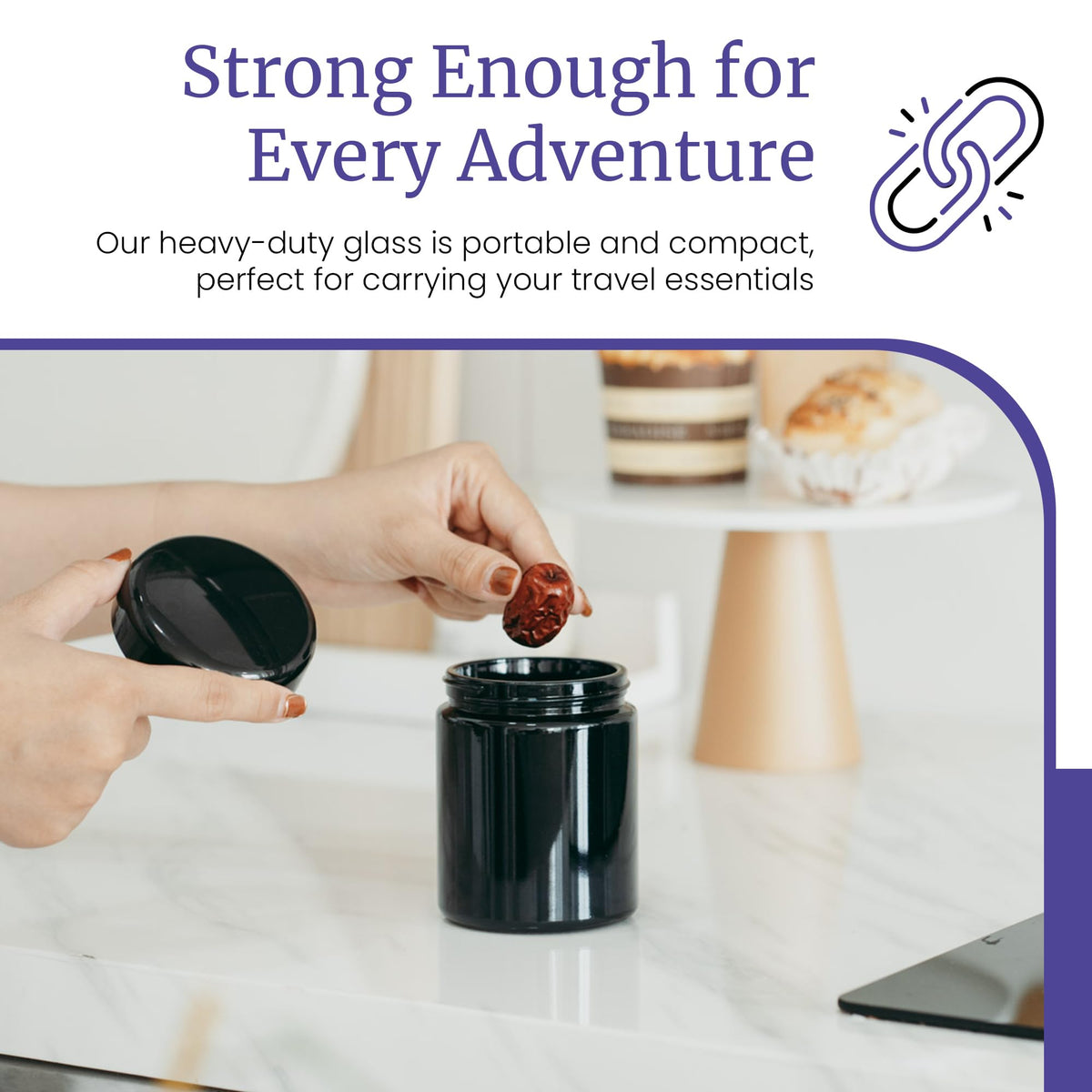 Infinity Jars wide-opening easy-fill jar simplifies refilling and cleaning.